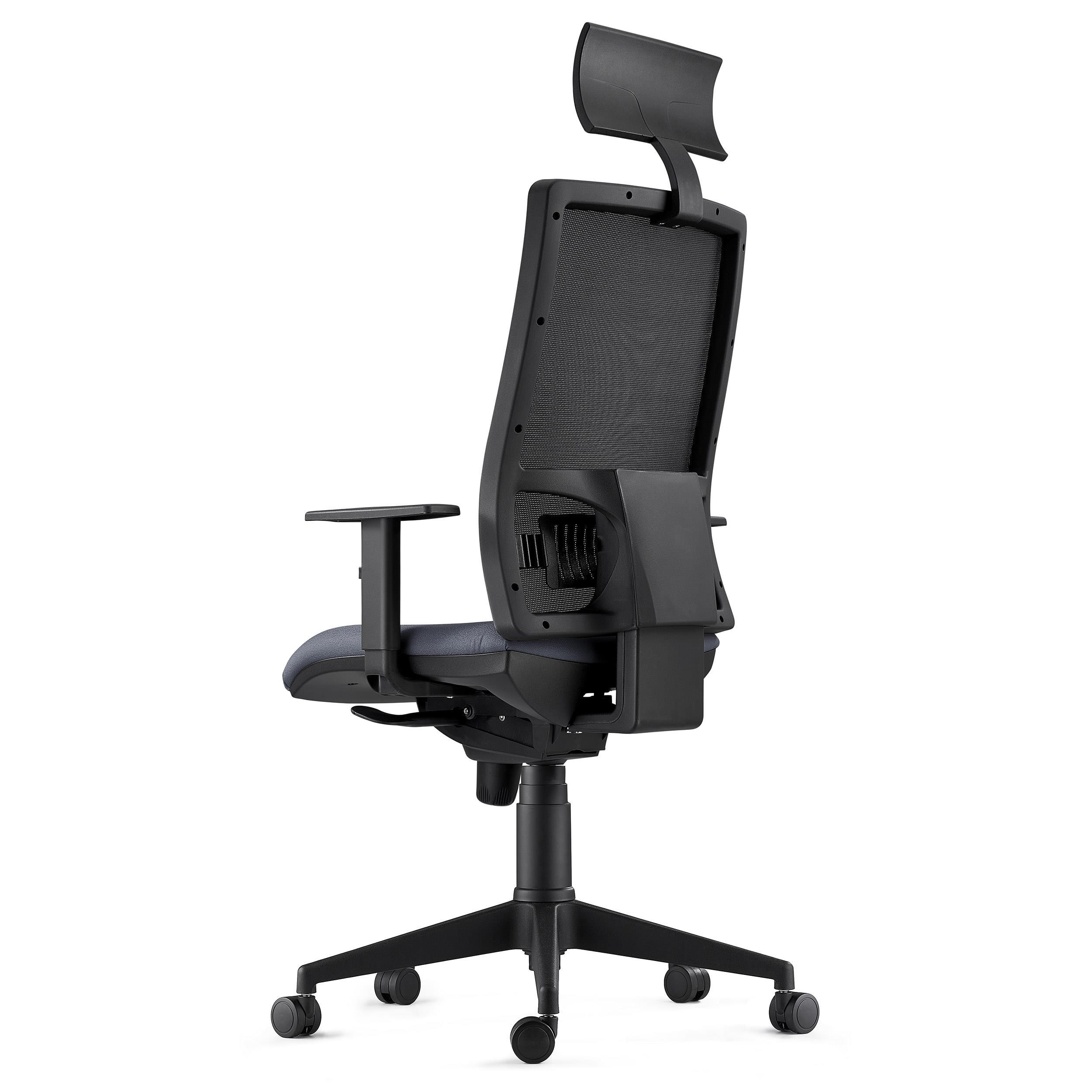 Silla Ergonómica MARSA, Reposacabezas, Brazos Ajustables y Soporte Lumbar, en Negro
