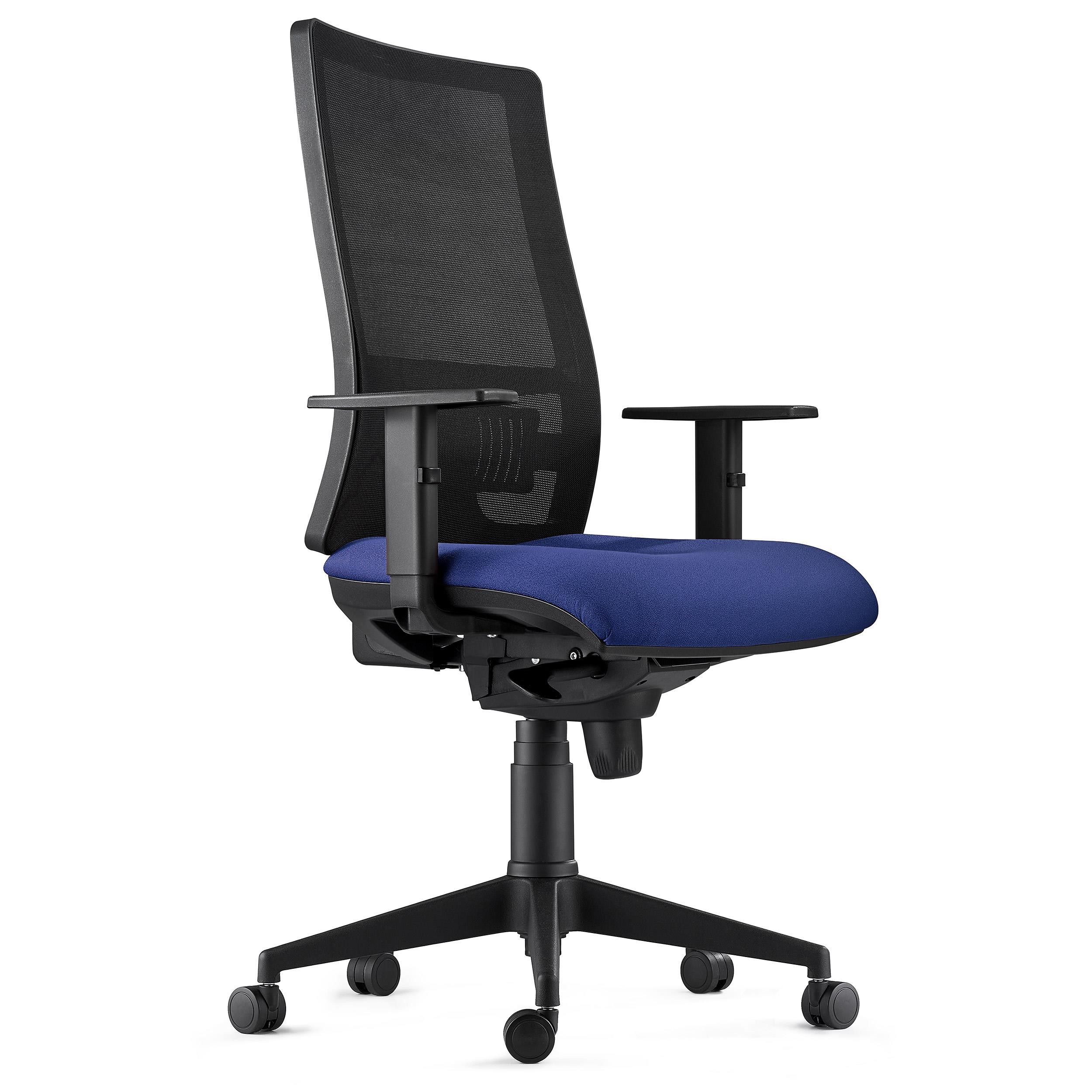 Silla Ergonómica EMERSON, Brazos Ajustables y Soporte Lumbar, en Negro