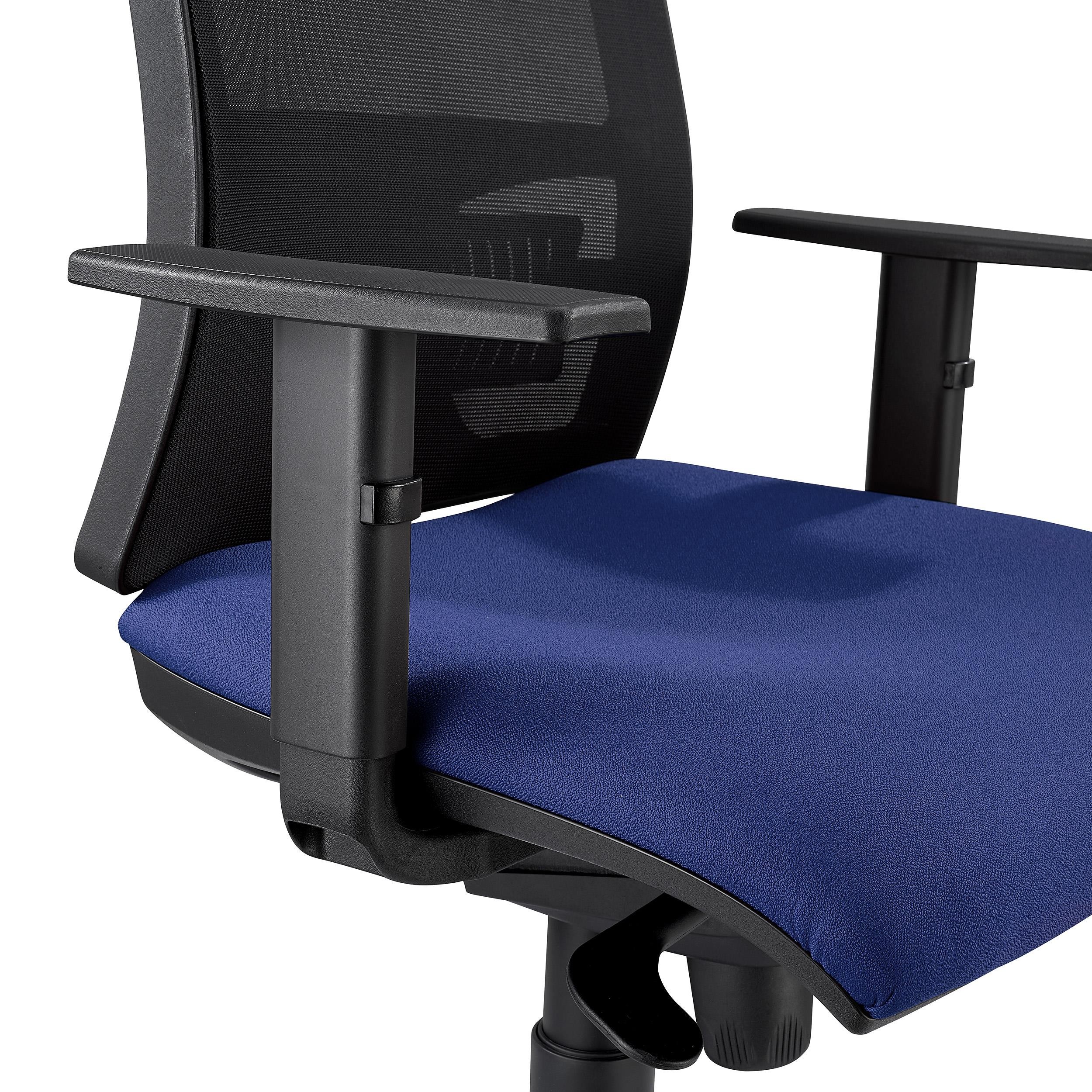 Silla Ergonómica EMERSON, Brazos Ajustables y Soporte Lumbar, en Negro