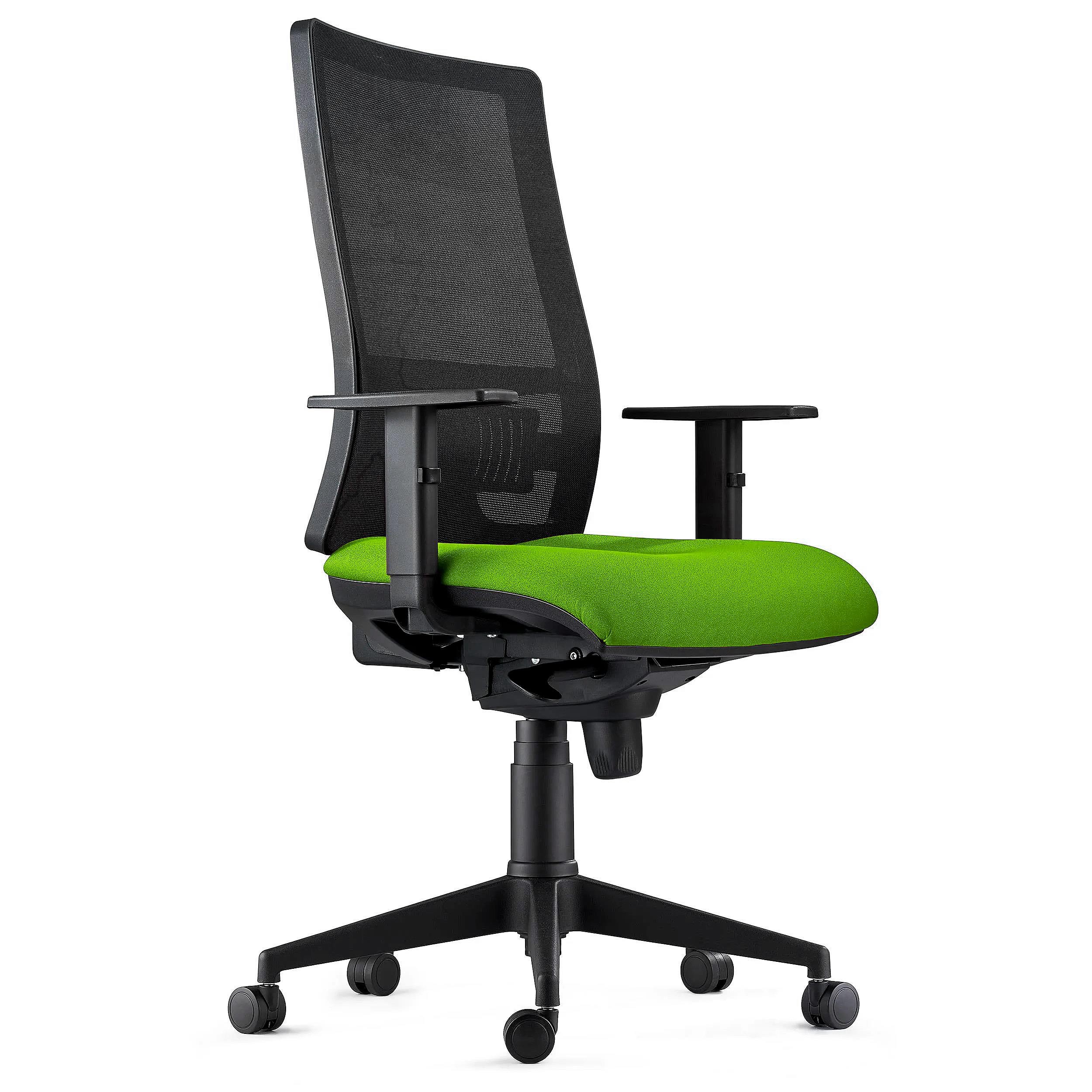Silla Ergonómica EMERSON, Brazos Ajustables y Soporte Lumbar, en Negro