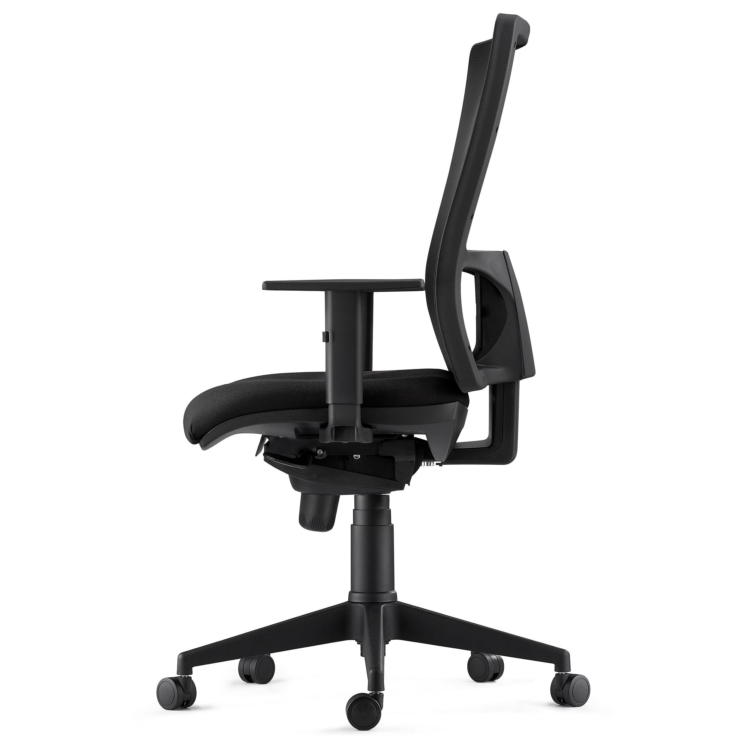 Silla Ergonómica EMERSON, Brazos Ajustables y Soporte Lumbar, en Negro