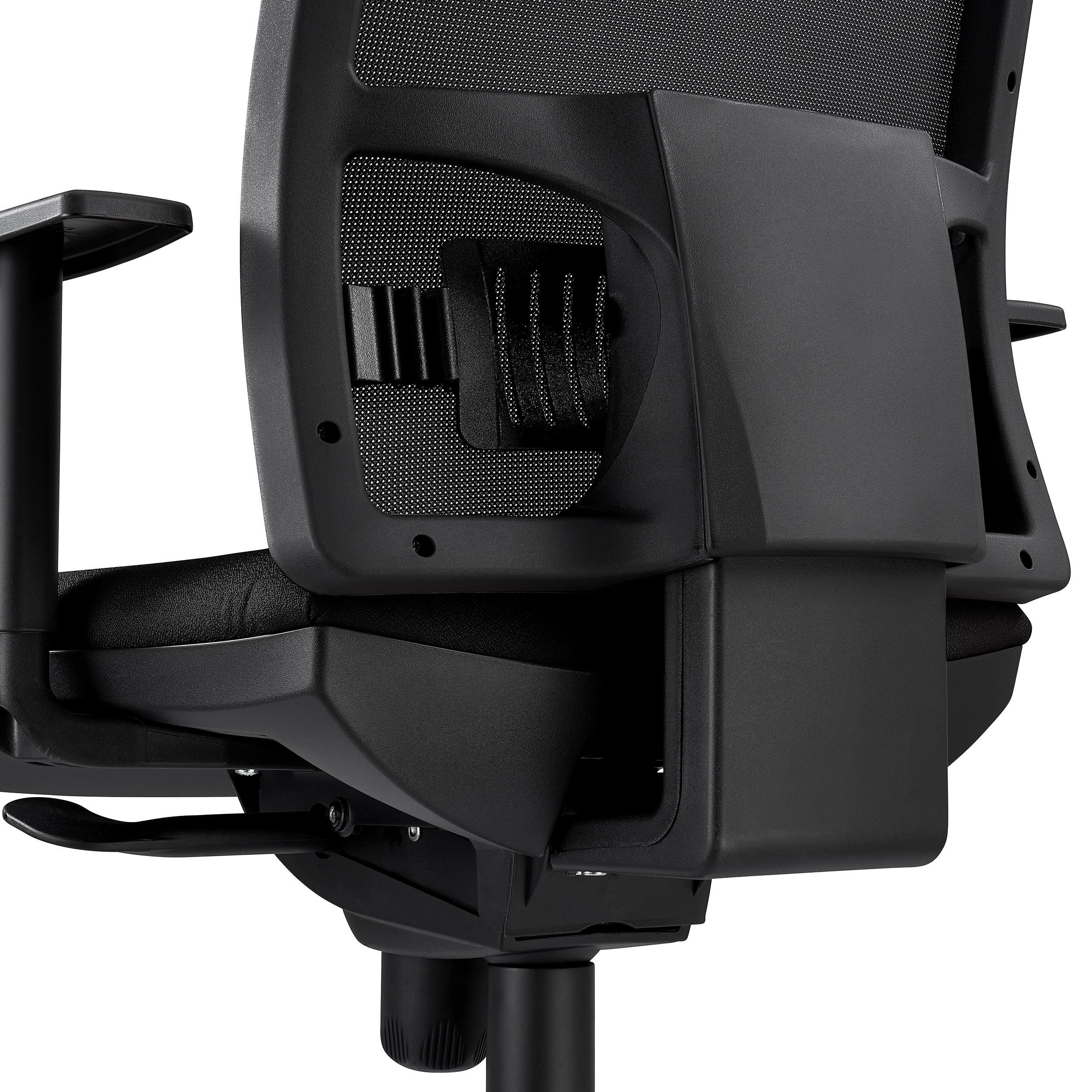 Silla Ergonómica EMERSON, Brazos Ajustables y Soporte Lumbar, en Negro