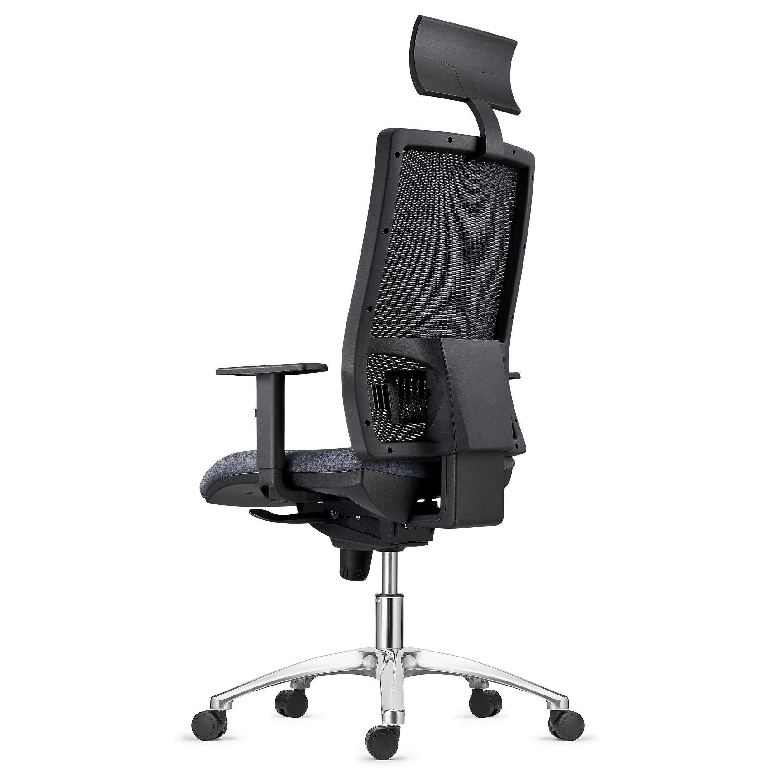 Silla Ergonómica MARSA, Base Metálica, Reposacabezas, Brazos Ajustables y Soporte Lumbar, en Negro