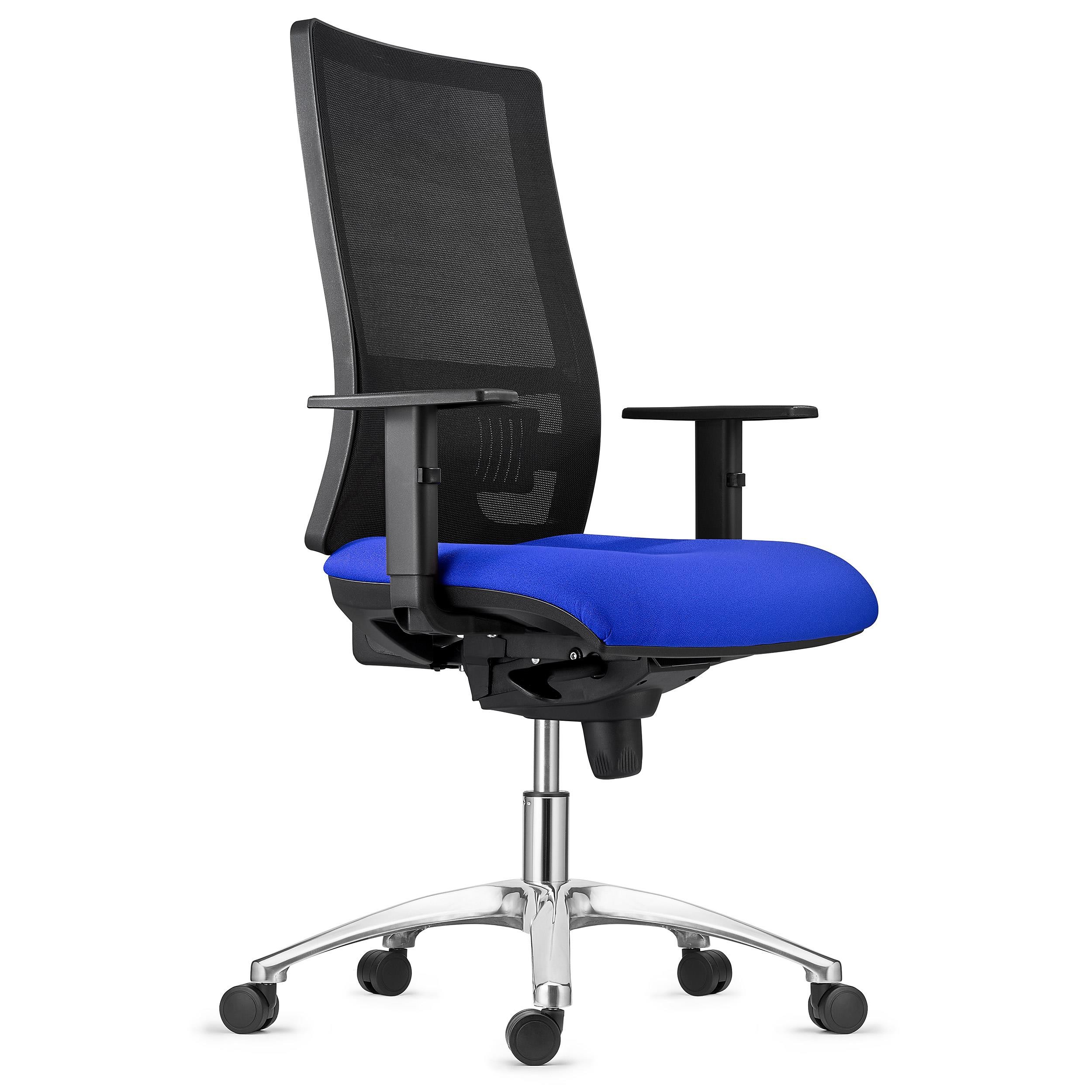 Silla Ergonómica EMERSON, Base Metálica, Soporte Lumbar, Respaldo Ajustable, en Tela color Negro