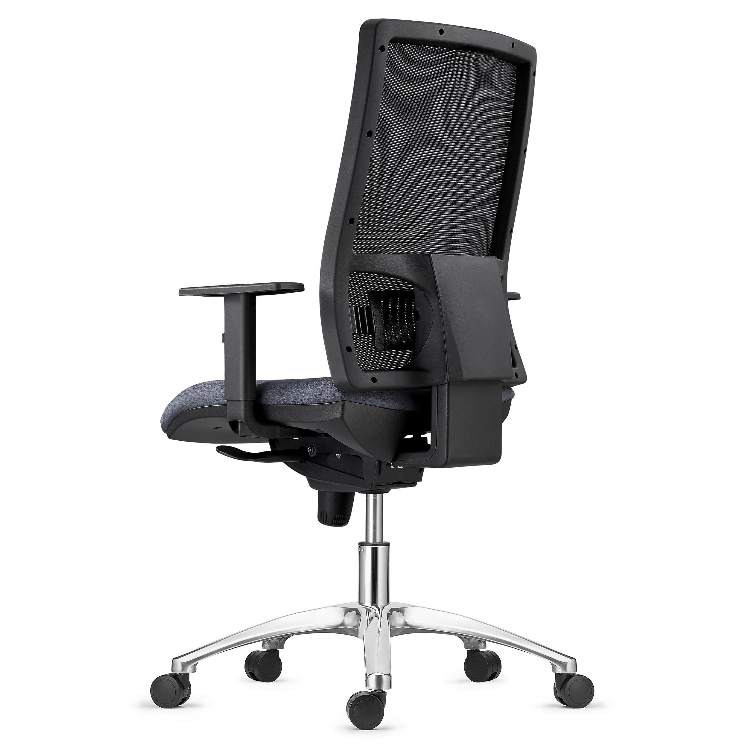 Silla Ergonómica EMERSON, Base Metálica, Soporte Lumbar, Respaldo Ajustable, en Tela color Negro