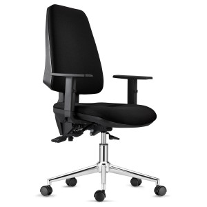 Silla de Oficina INDIANA en Tela color Negro con Base Metálica