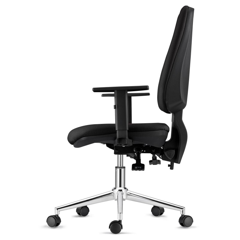 Silla de Oficina INDIANA en Tela color Negro con Base Metálica