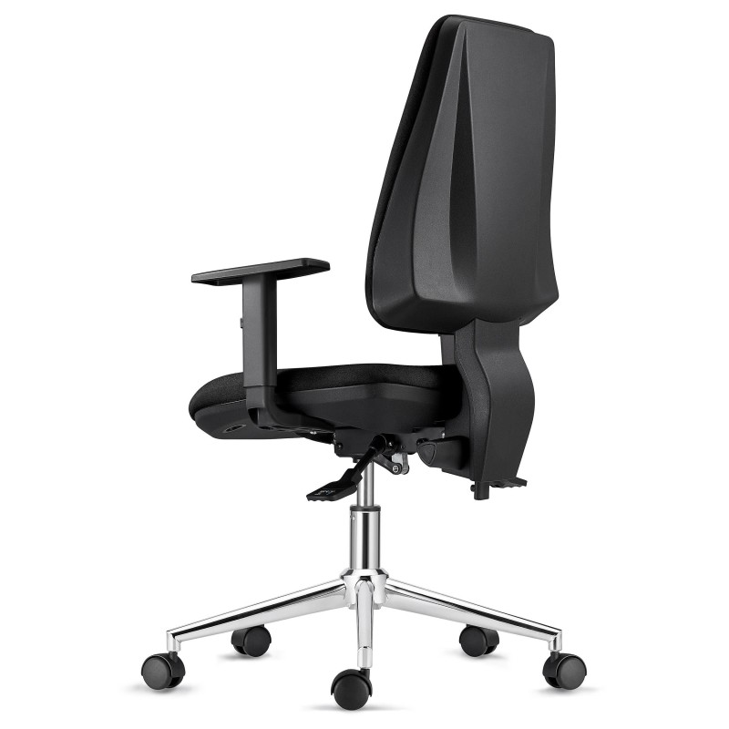 Silla de Oficina INDIANA en Tela color Negro con Base Metálica