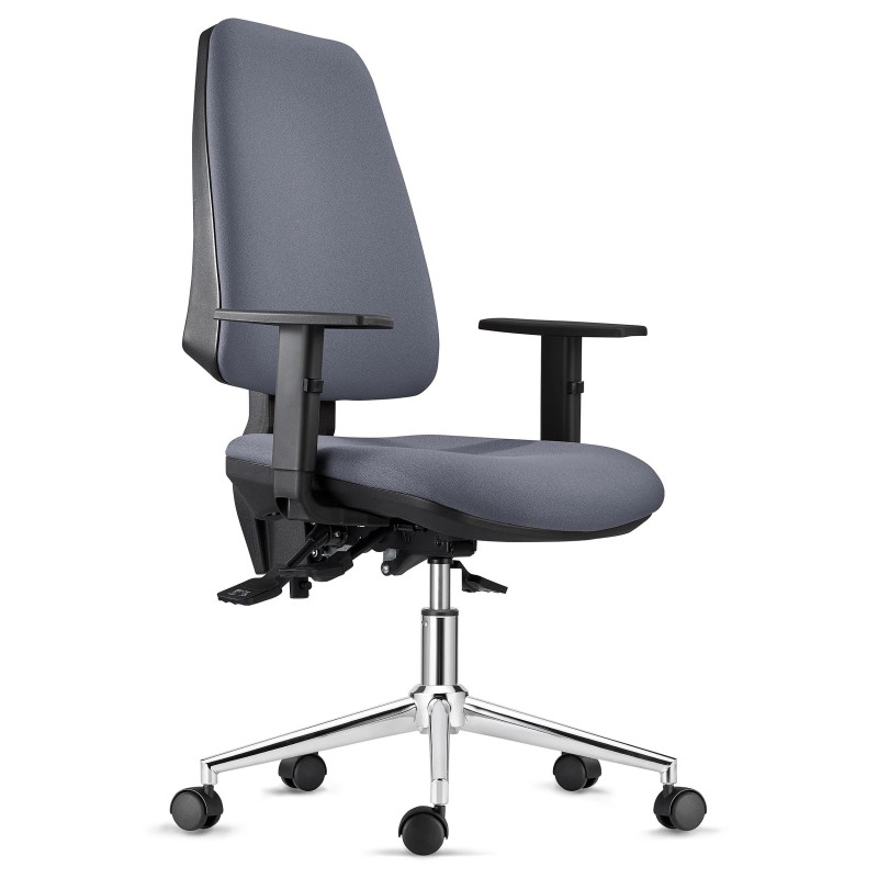 Silla de Oficina INDIANA en Tela color Negro con Base Metálica