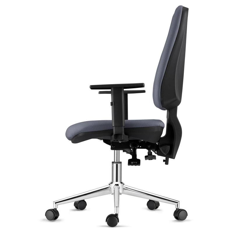 Silla de Oficina INDIANA en Tela color Negro con Base Metálica