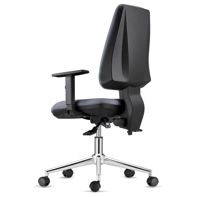 Silla de Oficina INDIANA en Tela color Negro con Base Metálica