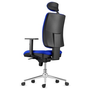 Silla Ergonómica PIERO, en Tela color Negro, con Base Metálica, Reposacabezas y Brazos Ajustables