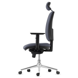 Silla Ergonómica PIERO, en Tela color Negro, con Base Metálica, Reposacabezas y Brazos Ajustables