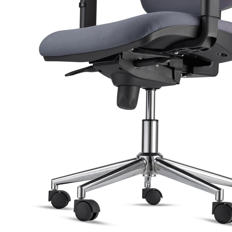 Silla Ergonómica PIERO, en Tela color Negro, con Base Metálica, Reposacabezas y Brazos Ajustables