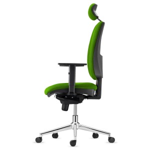 Silla Ergonómica PIERO, en Tela color Negro, con Base Metálica, Reposacabezas y Brazos Ajustables