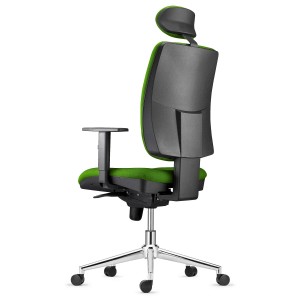 Silla Ergonómica PIERO, en Tela color Negro, con Base Metálica, Reposacabezas y Brazos Ajustables