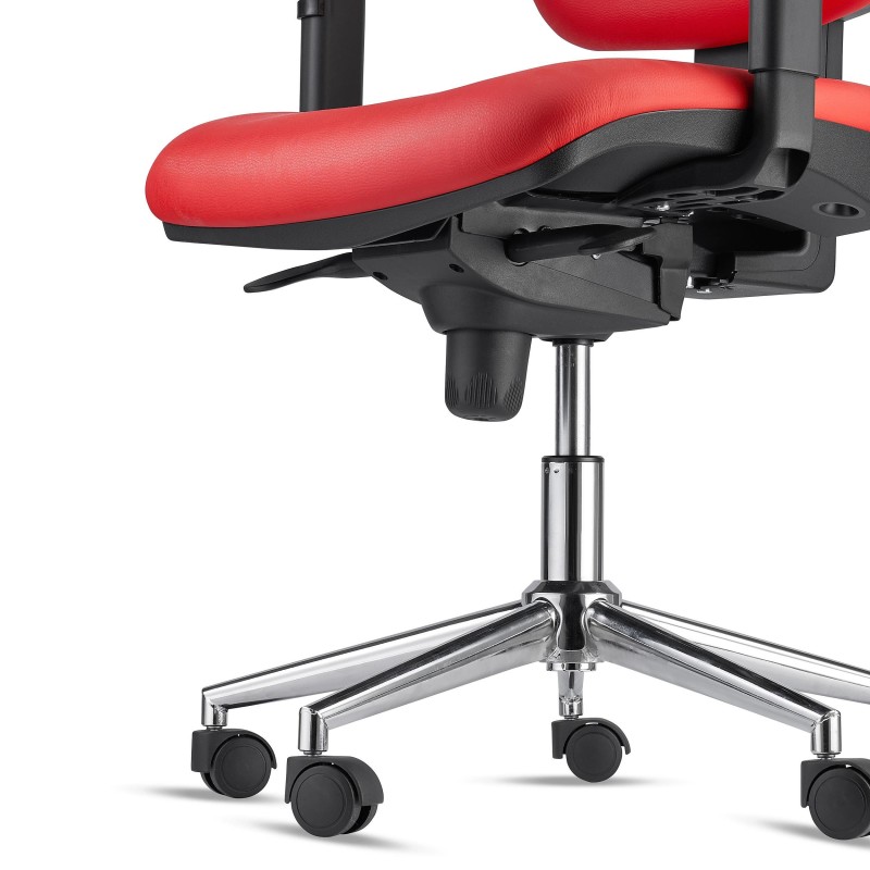 Silla Ergonómica PIERO, en Piel color Negro, con Base Metálica, Brazos Ajustables y Reposacabezas