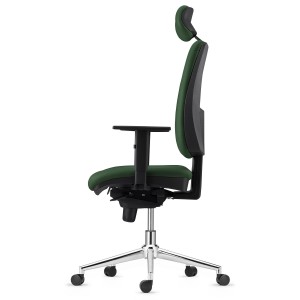 Silla Ergonómica PIERO, en Piel color Negro, con Base Metálica, Brazos Ajustables y Reposacabezas