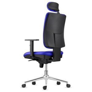 Silla Ergonómica PIERO, en Piel color Negro, con Base Metálica, Brazos Ajustables y Reposacabezas