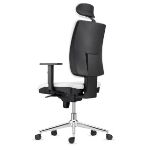 Silla Ergonómica PIERO, en Piel Natural color Negro, con Base Metálica, Brazos Ajustables y Reposacabezas