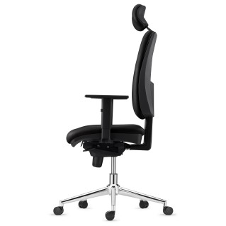 Silla Ergonómica PIERO, en Piel Natural color Negro, con Base Metálica, Brazos Ajustables y Reposacabezas 2