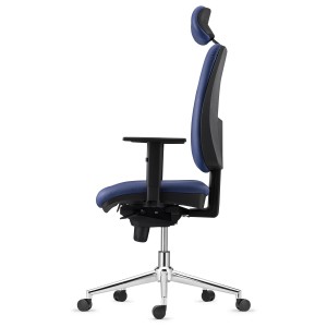 Silla Ergonómica PIERO, en Piel Natural color Negro, con Base Metálica, Brazos Ajustables y Reposacabezas