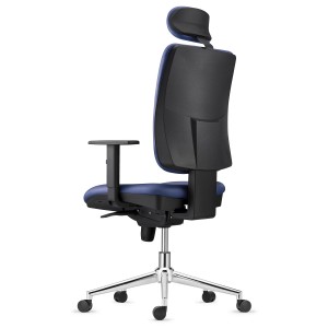 Silla Ergonómica PIERO, en Piel Natural color Negro, con Base Metálica, Brazos Ajustables y Reposacabezas