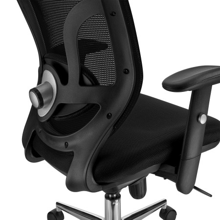 Silla de Oficina Ergonomica, LAMBO, con cabecero y soporte lumbar, en negro