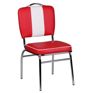 Silla de Confidente FIFTIES en Piel color Rojo