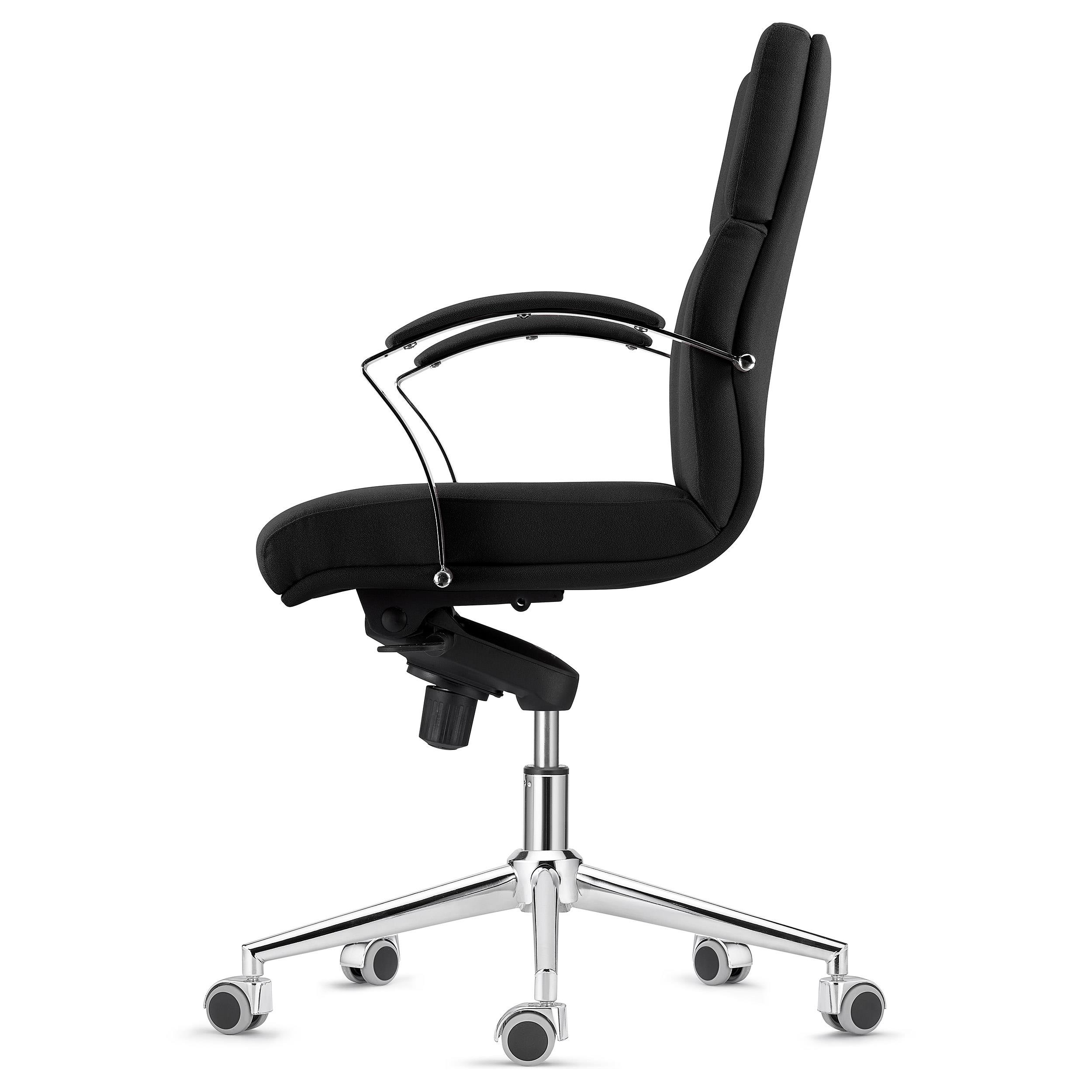 Sillón de Oficina RABAT, Respaldo Medio, en Tela color Negro, Basculante