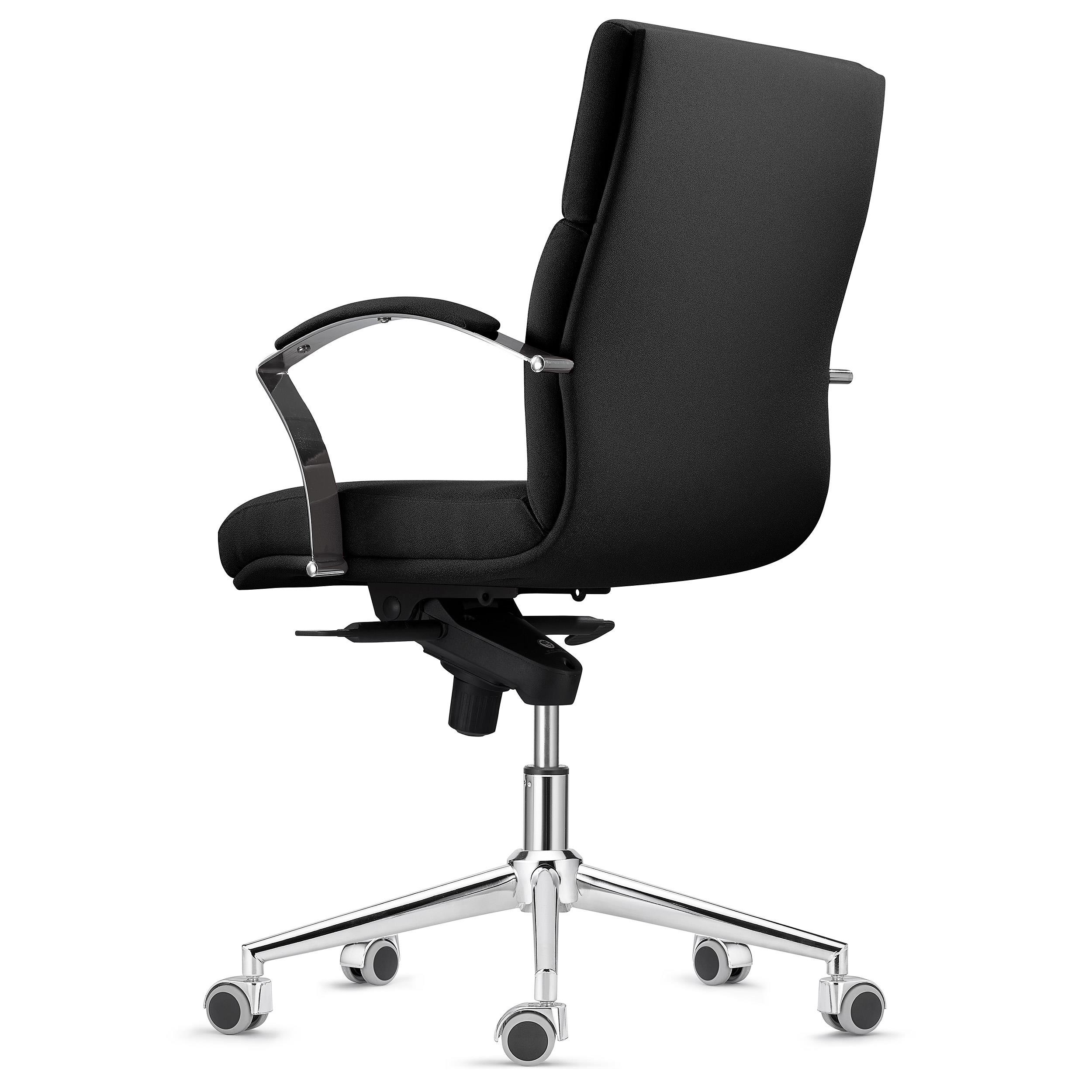 Sillón de Oficina RABAT, Respaldo Medio, en Tela color Negro, Basculante