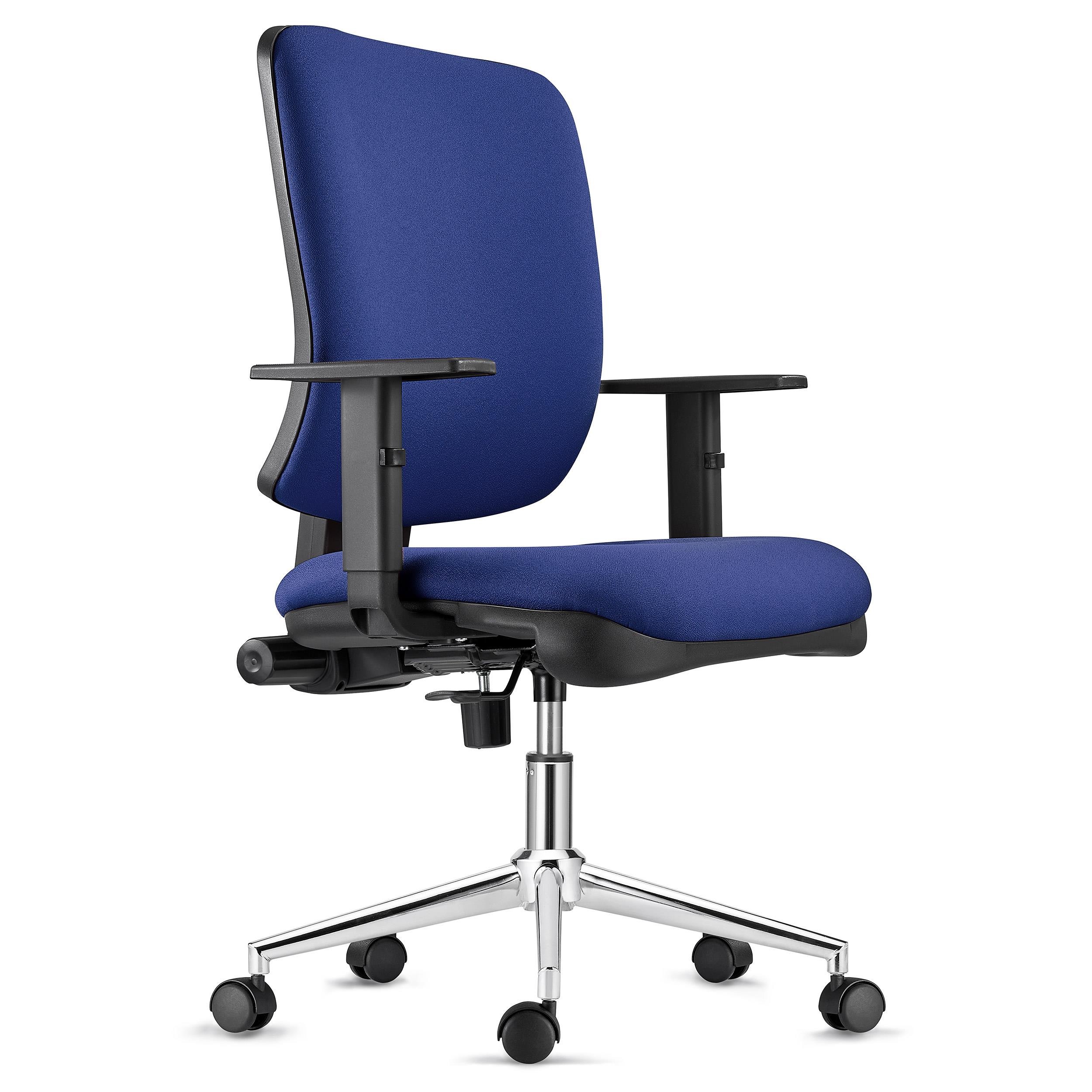 Silla Ergonómica DIEGO, con Base Metálica, en Tela color Negro, Grueso Acolchado