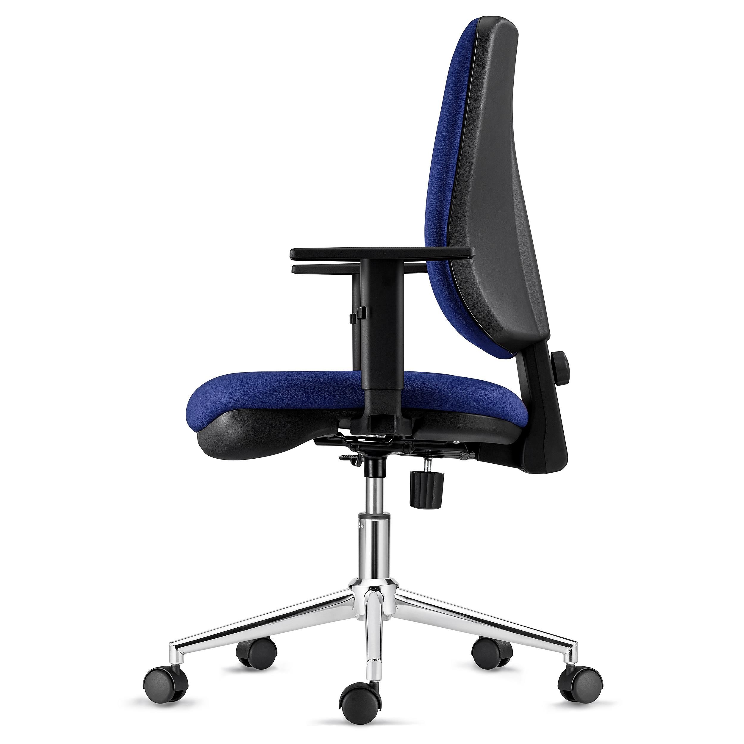 Silla Ergonómica DIEGO, con Base Metálica, en Tela color Negro, Grueso Acolchado