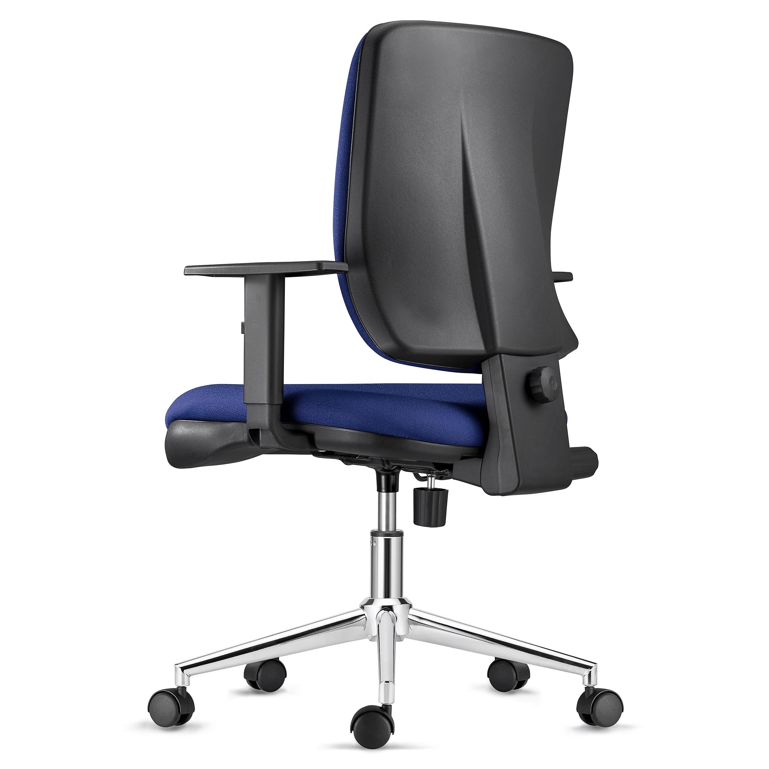 Silla Ergonómica DIEGO, con Base Metálica, en Tela color Negro, Grueso Acolchado