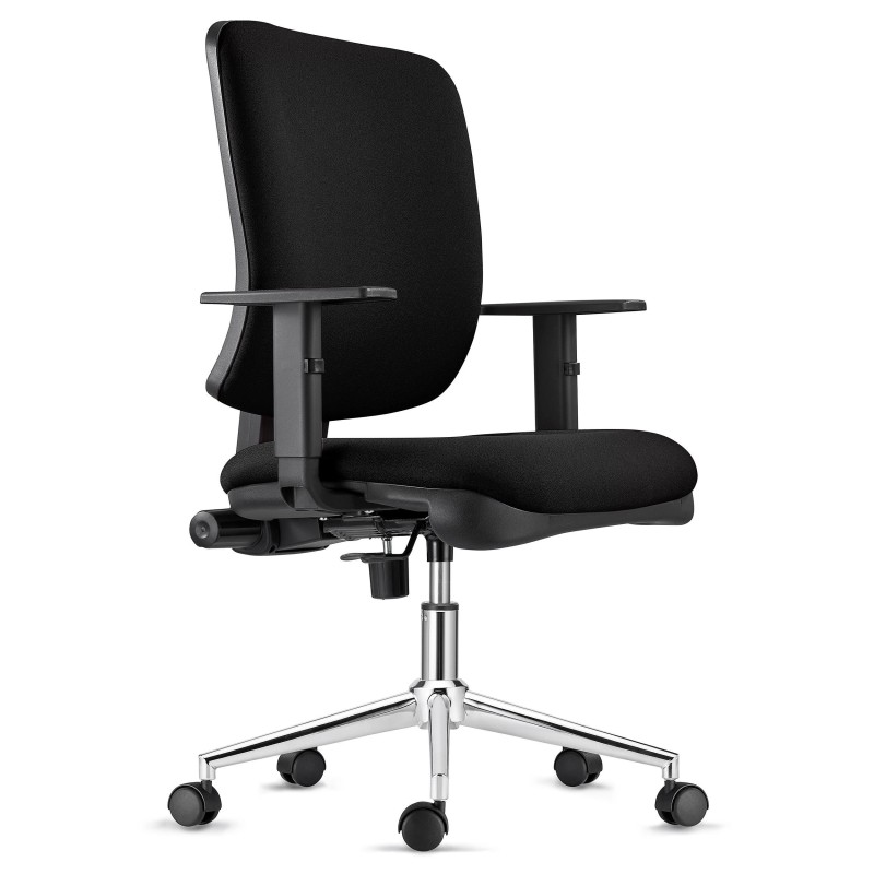 Silla Ergonómica DIEGO en Tela color Negro con Base Metálica