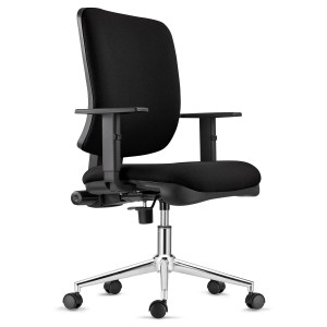 Silla Ergonómica DIEGO en Tela color Negro con Base Metálica