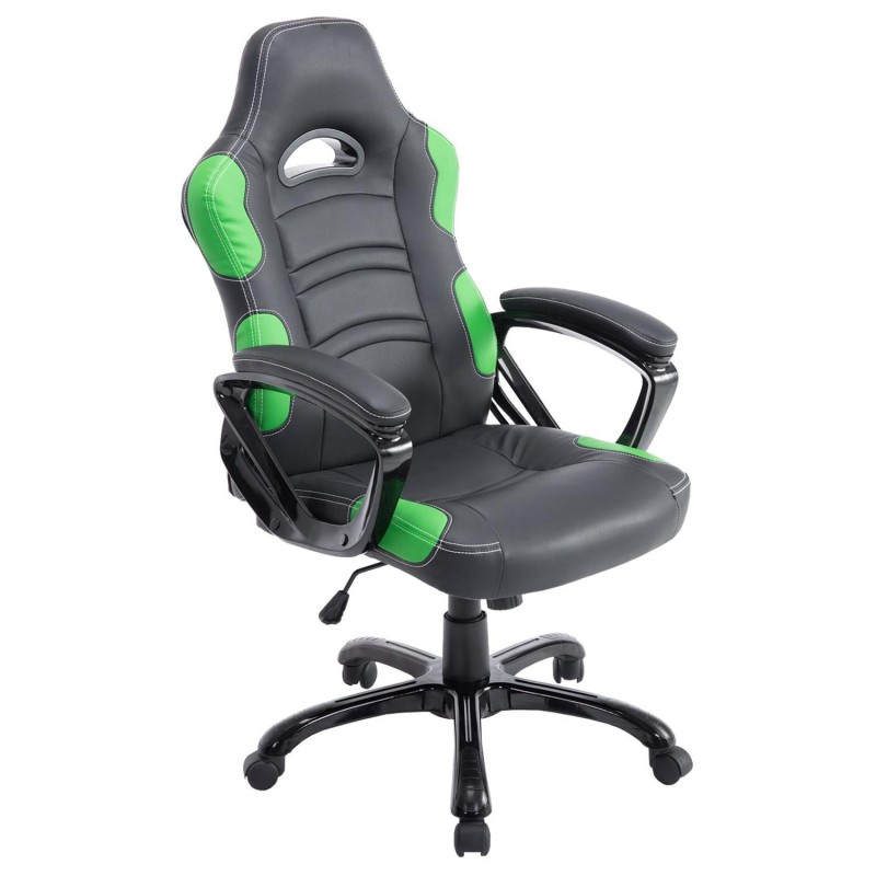 Silla Gaming AUKE en Piel color Negro/Blanco