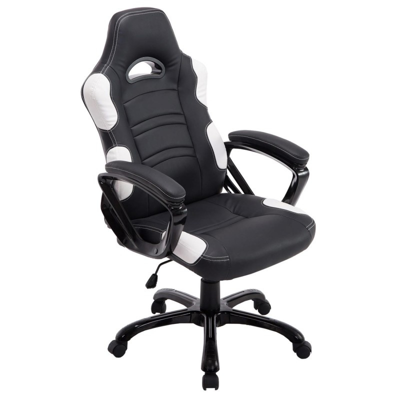 Silla Gaming AUKE en Piel color Negro/Blanco