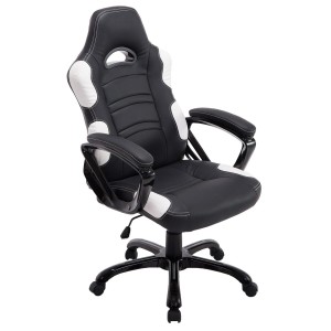 Silla Gaming AUKE en Piel color Negro/Blanco