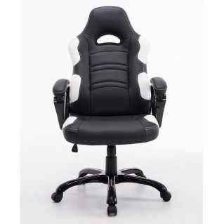 Silla Gaming AUKE en Piel color Negro/Blanco 2