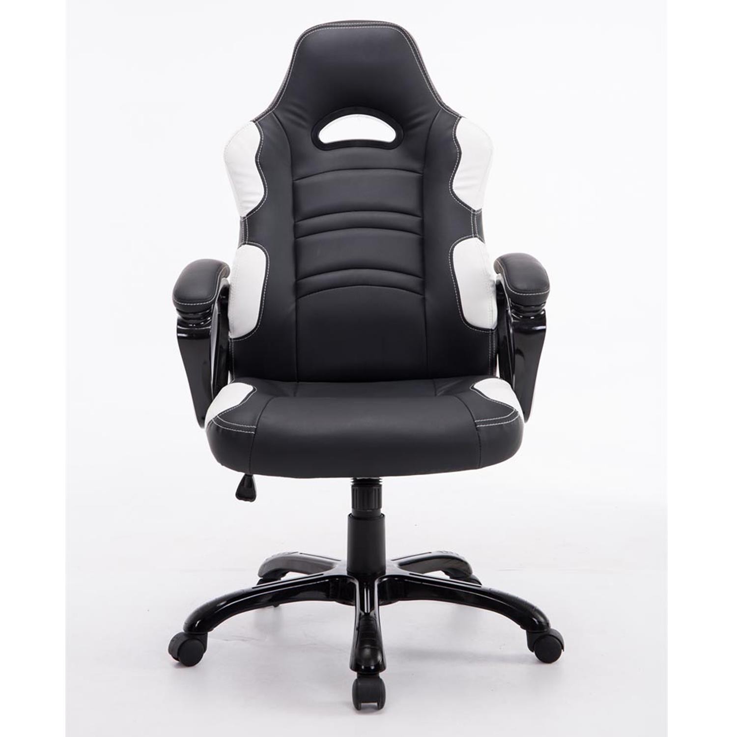 Silla Gaming AUKE, Reclinable, Diseño Deportivo, en Piel color Negro/Blanco