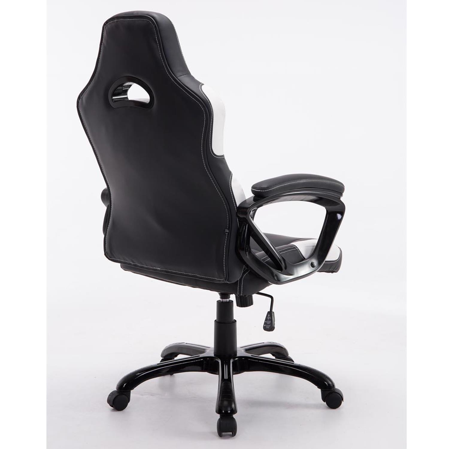 Silla Gaming AUKE, Reclinable, Diseño Deportivo, en Piel color Negro/Blanco