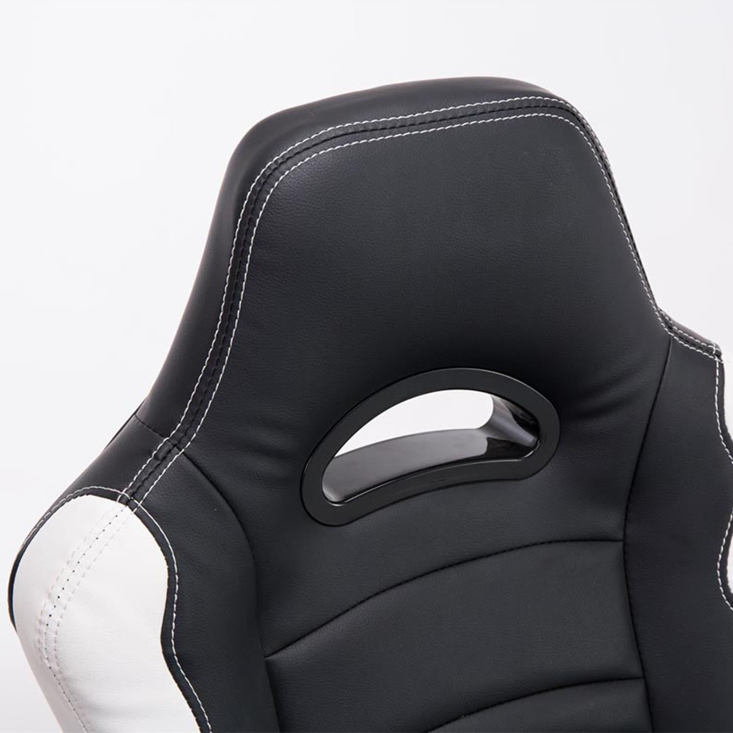 Silla Gaming AUKE, Reclinable, Diseño Deportivo, en Piel color Negro/Blanco