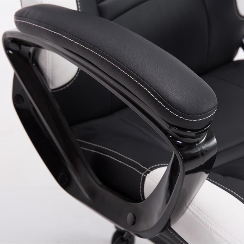 Silla Gaming AUKE en Piel color Negro/Blanco