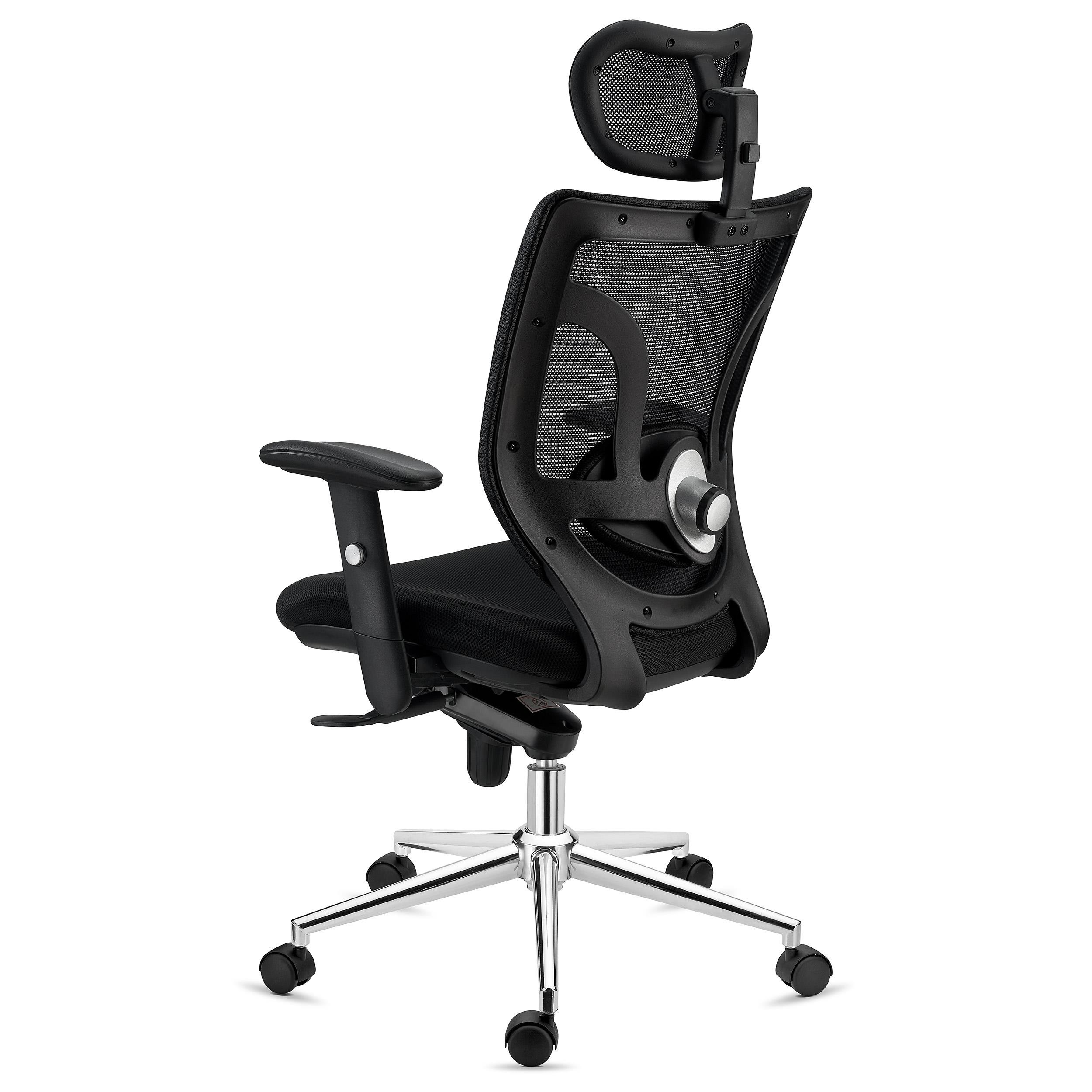 Silla Ergonómica LAMBO, Uso 8H, Reposacabezas, Increíble Soporte Lumbar, En Negro