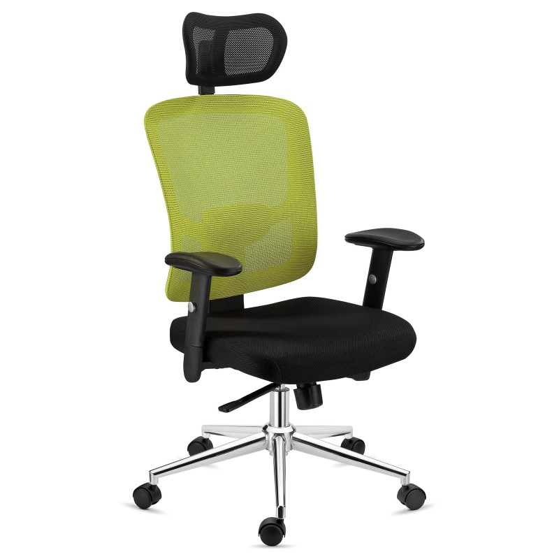 Silla Ergonómica MARKO, reposacabezas y soporte lumbar, en negro