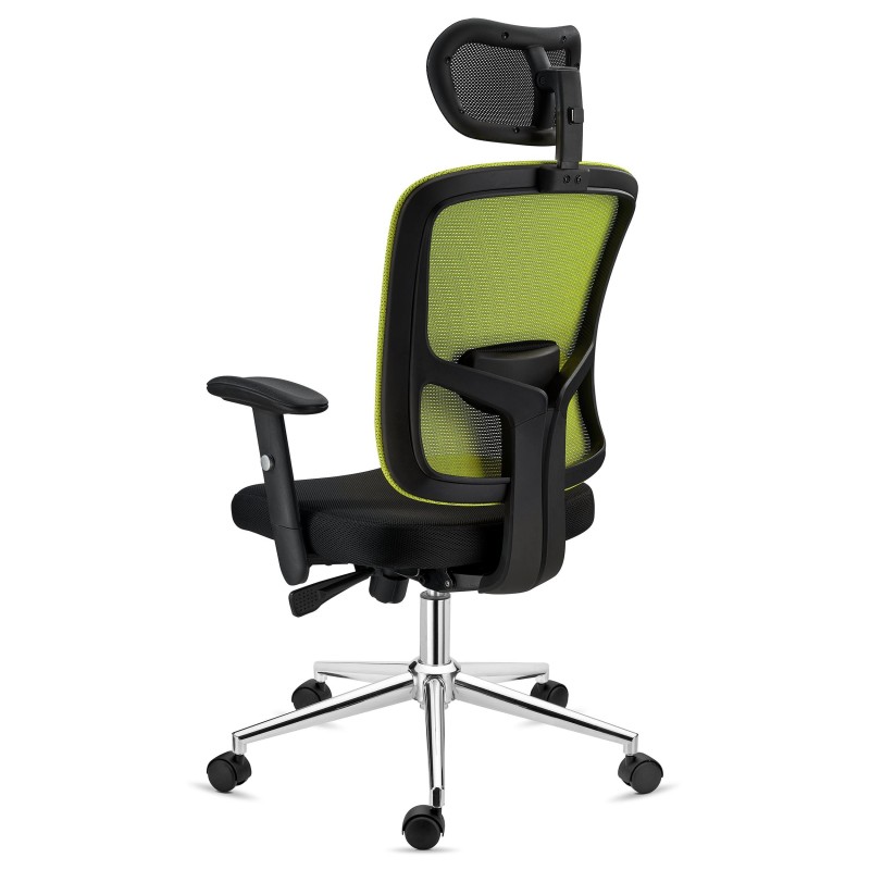 Silla Ergonómica MARKO, reposacabezas y soporte lumbar, en negro