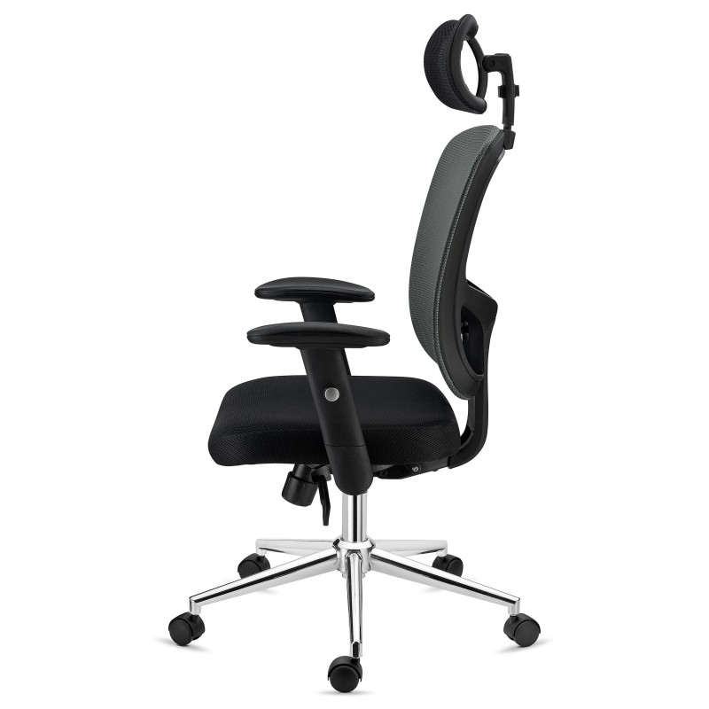 Silla Ergonómica MARKO, reposacabezas y soporte lumbar, en negro