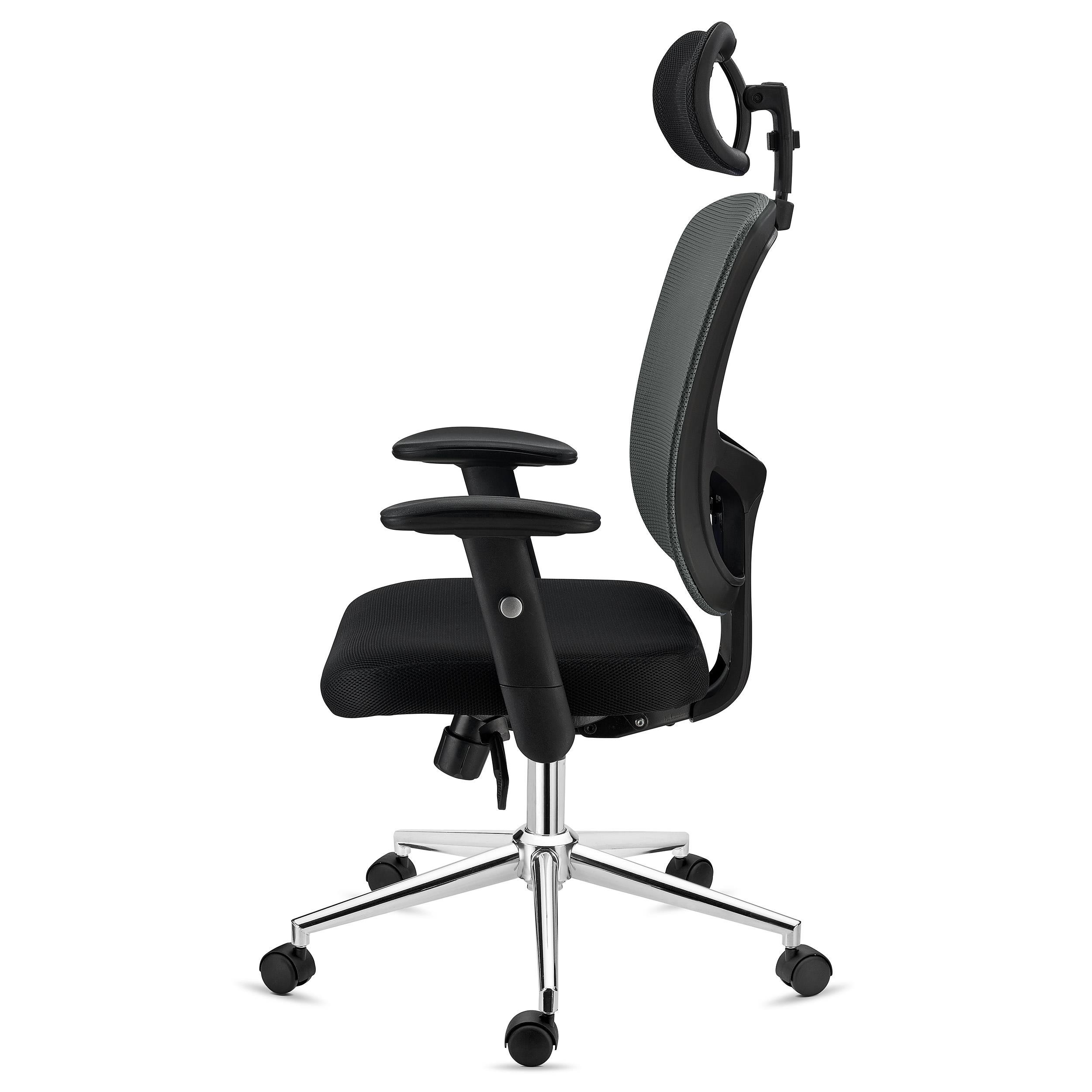 Silla Ergonómica MARKO, Reposacabezas, Soporte Lumbar, Mecanismo Sincro, En Negro