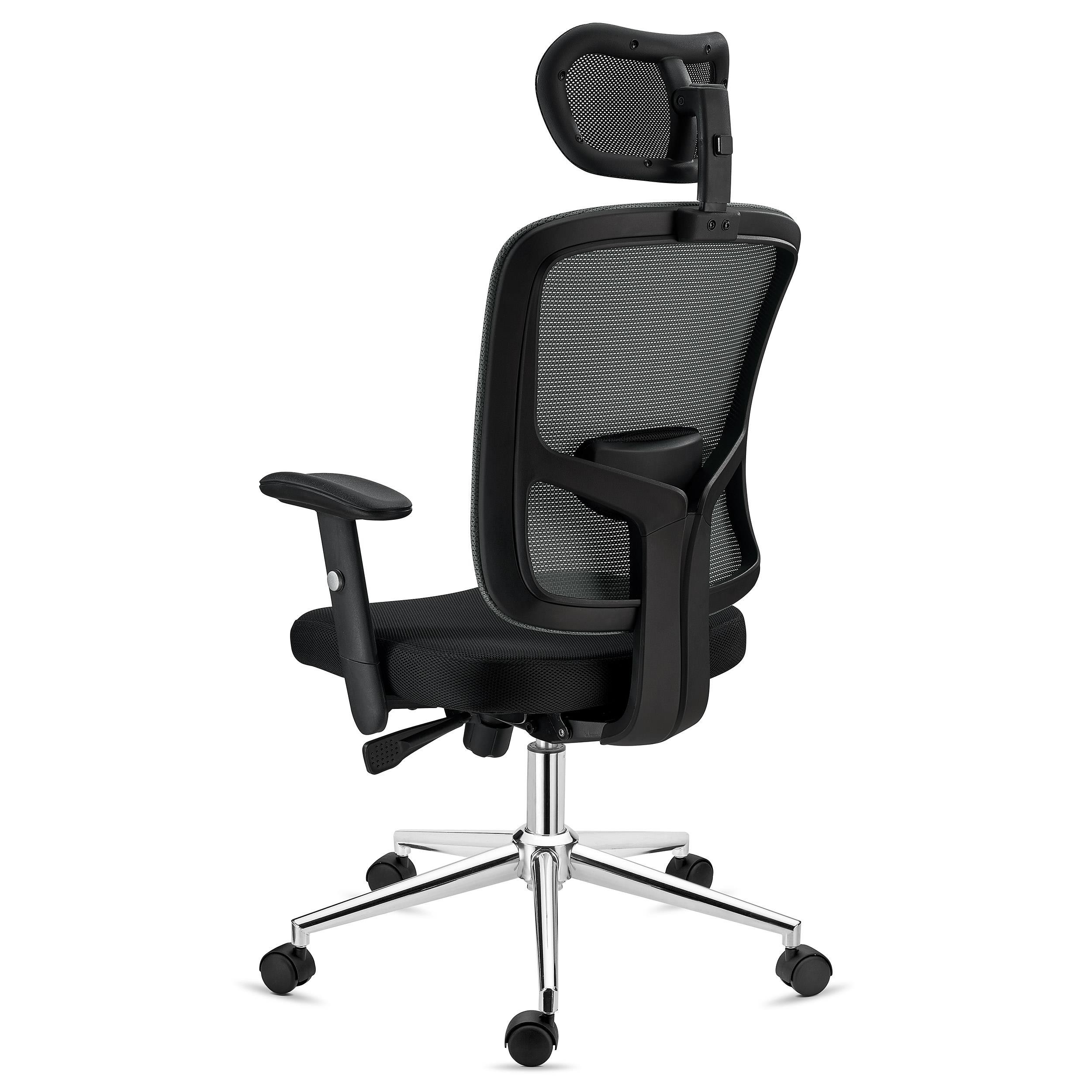Silla Ergonómica MARKO, Reposacabezas, Soporte Lumbar, Mecanismo Sincro, En Negro